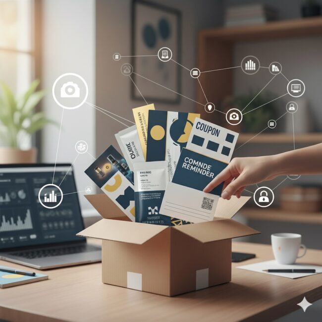 paketbeilage insert marketing parcel flyer voucher